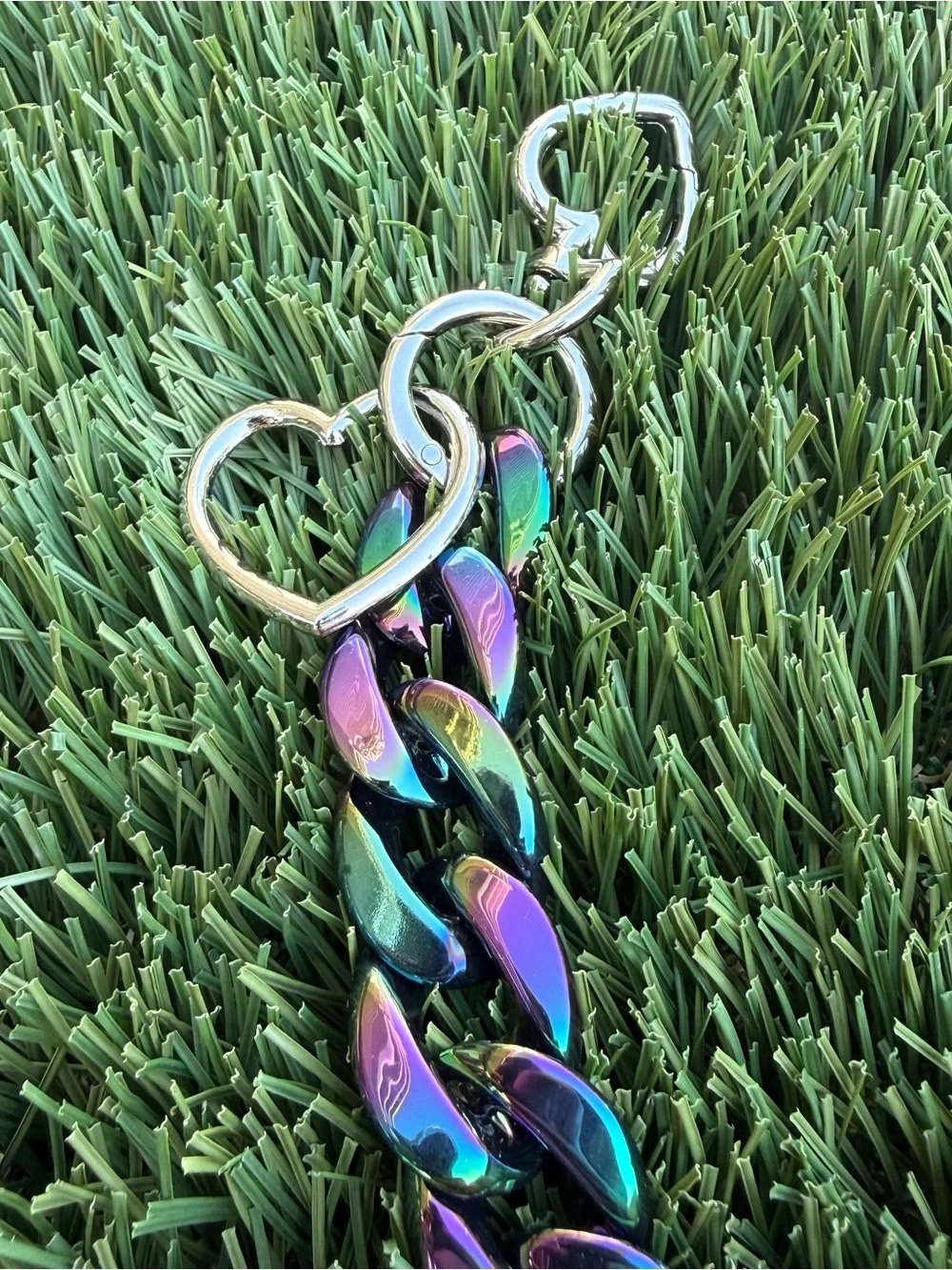 Novelty Strap| Bag Strap| ‘Oil Slick’ Acrylic Chain Link| Heart Shaped